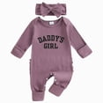 thumbnail image 1 of BOBOGOJP Im New Here Newborn Outfit Girl Long Sleeve Letter Romper Ribbed Knit Jumpsuit Baby Girl Preemie Coming Home Outfit Purple for Size Newborn, 1 of 7