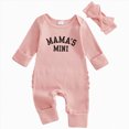 thumbnail image 1 of BOBOGOJP Im New Here Newborn Outfit Girl Long Sleeve Letter Romper Ribbed Knit Jumpsuit Baby Girl Preemie Coming Home Outfit Light Pink for Size Newborn, 1 of 1