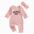 thumbnail image 1 of BOBOGOJP Im New Here Newborn Outfit Girl Long Sleeve Letter Romper Ribbed Knit Jumpsuit Baby Girl Preemie Coming Home Outfit Watermelon Red for Size Newborn, 1 of 7
