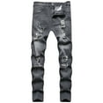 thumbnail image 1 of BOBOGOJP Jeans for Men Slim Denim Regular Fit Tapered Leg Distressed Destroyed Pants Mens Jeans with Hole (Gray,L), 1 of 3