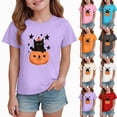 thumbnail image 1 of BOBOGOJP Kid' Halloween Shirt,Toddler Girl Halloween Toddler Halloween Shirt Pumpkin Print Short Sleeve Girl T-Shirt Casual Tee Tops,Size 3-4 Years, 1 of 6