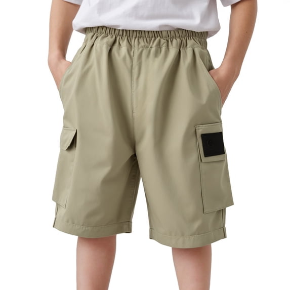 BOBOGOJP Kids Camo Cargo Shorts Boys Pull On Military Summer Camouflage Bermuda Shorts Amry Green for Size 8-9 Years