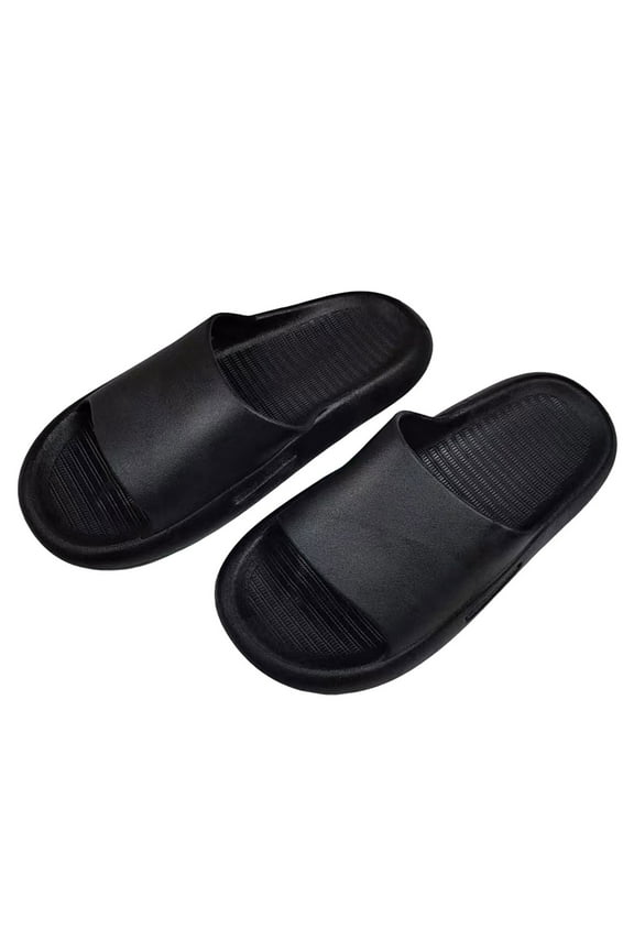 Kids Cloud Slides Boys Girls Flip Flops Slip On Beach Sandals Youth Pool Shower Shoes EVA Summer Slippers Black for Little Child 13