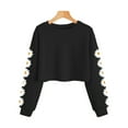 thumbnail image 1 of BOBOGOJP Kids Crop Tops Girls Long Sleeve Tee Shirts Cute Daisy Pinted Fashion Sweatshirt Pullover Top (Black,4-5 Years), 1 of 2
