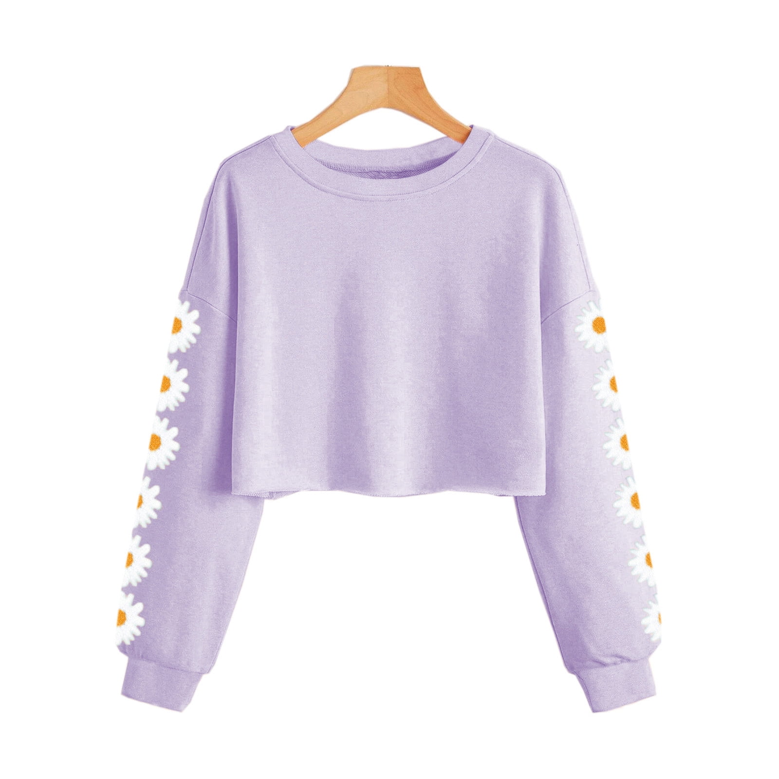 Girls Purple Printed Crop Shirt
