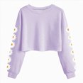 thumbnail image 1 of BOBOGOJP Kids Crop Tops Girls Long Sleeve Tee Shirts Cute Daisy Pinted Fashion Sweatshirt Pullover Top Purple,Size 8-9 Years, 1 of 4
