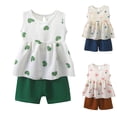 thumbnail image 1 of BOBOGOJP Kids Girl Clothes Heart Print Sleeveless Top and Shorts Baby Girl Summer Outfits Short Set Pink for Size 5-6 Years, 1 of 4