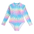 thumbnail image 1 of BOBOGOJP Kids Girls Rash Guard Long Sleeve One Piece Swimsuits Zipper Bathing Suits UPF 50+ Tropical Flowers Ages Blue for Size 8-9 Years, 1 of 5