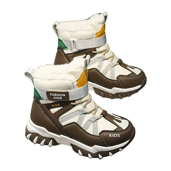 BOBOGOJP Kids' Hiking Work Boots for Boys Girls, Waterproof Outdoor Ankle Boots with Hook and Loop Brown for Size 2.5