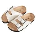 thumbnail image 1 of BOBOGOJP Kids Sandals Boys Girls Slide Adjustable Back Strap Cork Toddler Slippers Casual Summer Shoes Open Toes with Cork Footbed White for 13.5, 1 of 8