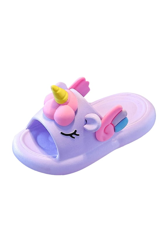 Kids Slides for Girls Boys - Toddler Bunny Slippers Quick Drying Shower Shoes Non-Slip Pool Sandals Shower Flip Flops Purple for Size 1