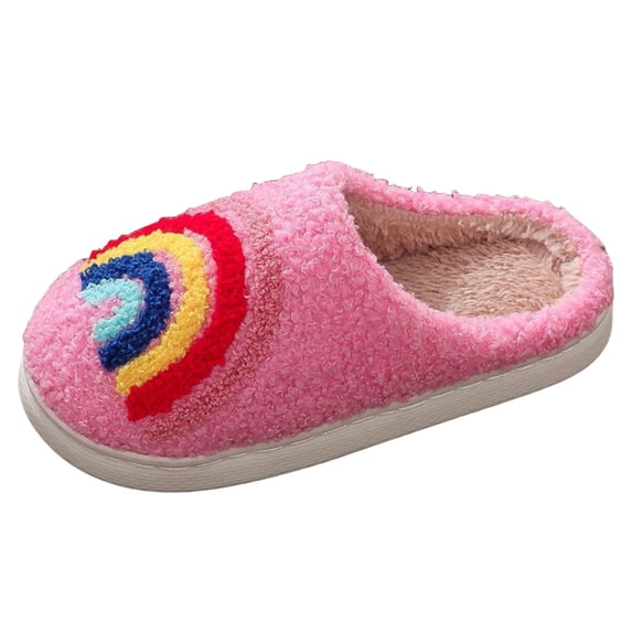 BOBOGOJP Kids Slippers Boys Girls Warm Winter House Slippers Fuzzy Soft Plush Bedroom Non-Slip Memory Foam Home Shoes Pink for Size 12