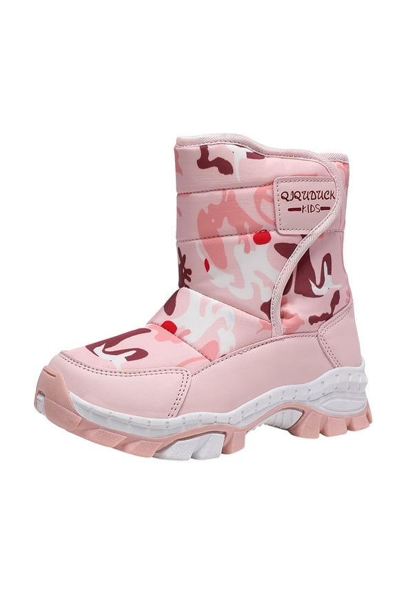Kids Snow Boots for Boys Girls Winter Warm Waterproof Non Slip Outdoor Shoes Cold Weather (Toddler/Little Kid/Big Kid) Pink for Size 2