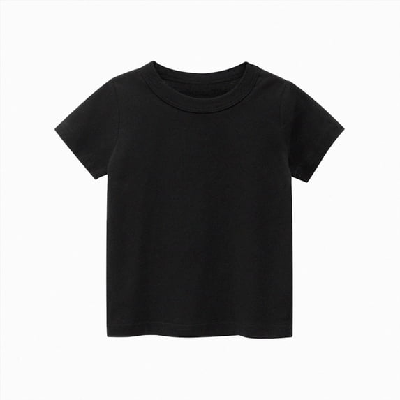 BOBOGOJP Kids' Tees Crewneck Cotton Solid T-Shirts Boys Girls Short Sleeve Toddler Comfort Soft T-Shirt Undershirt Tops(Black,2 Years)