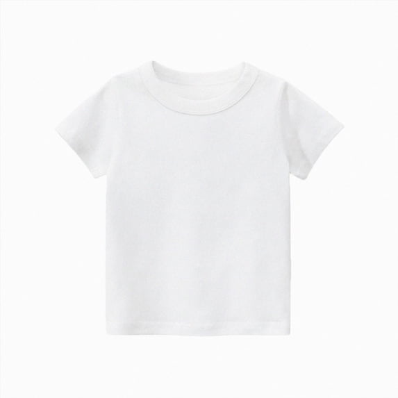 BOBOGOJP Kids' Tees Crewneck Cotton Solid T-Shirts Boys Girls Short Sleeve Toddler Comfort Soft T-Shirt Undershirt Tops(White,1 Years)