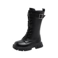 thumbnail image 1 of BOBOGOJP Girls White Combat Boots Knee-High Lug Sole Dress/School Boots – Toddler/Little/Big Kids Black for Size 13, 1 of 9