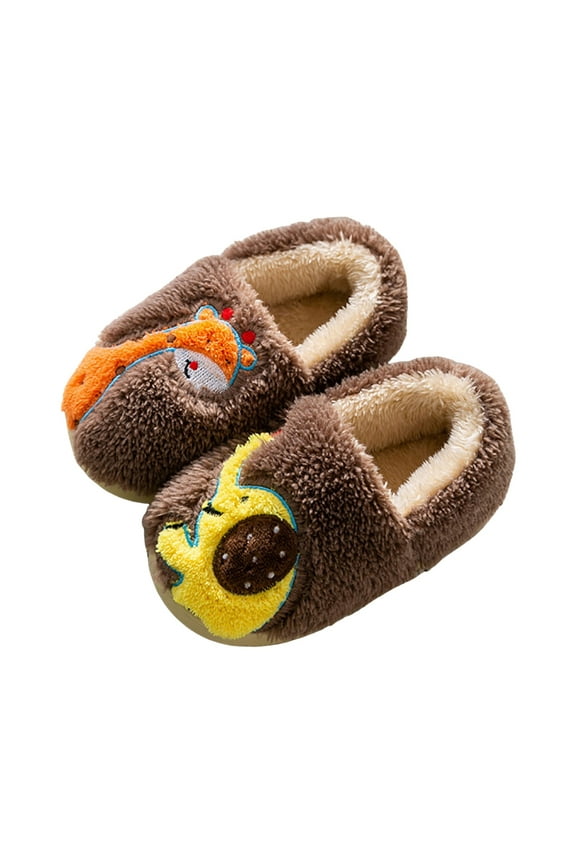 Kids Winter Indoor Household Shoes Toddler Boys Girls House Slippers Warm Socks for Baby Brown for Size 12