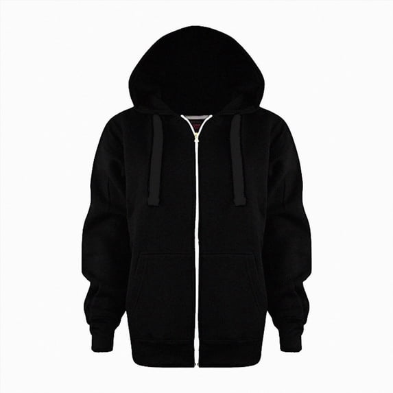 BOBOGOJP Kids Zip Up Hoodie School Uniform Boys Girls Zipper Sweatshirt Oversized Y2K Fall Hooded Jackets Preppy Clothes (Black, 9-10 Years)