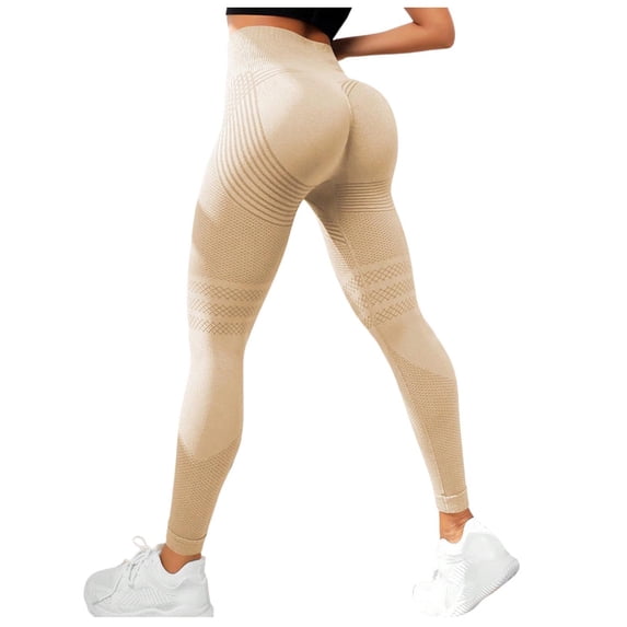 BOBOGOJP Leggings for Women - High Waisted Yoga Pants Tummy Control Full Length Buttery Soft for Workout Athletic Beige for Size XL