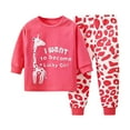 thumbnail image 1 of BOBOGOJP Little & Big Girls Cotton Knit Pajama 2-Piece Shorts Pants Summer PJ Set Size 4-14 Red for Size 4-5 Years, 1 of 4