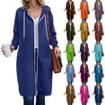 thumbnail image 1 of BOBOGOJP Long Hoodies for Women Zip Up Double Zipper Fleece Jacket Tunic Sweatshirts Fall Winter Fashion Clothes Coffee for Size S, 1 of 8