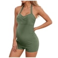 thumbnail image 1 of BOBOGOJP Maternity Swimsuit One Piece Maternity Bathing Suit Round Neck Adjustable Shoulder Strap Pregnancy Swimwear Light Green for Size S, 1 of 7