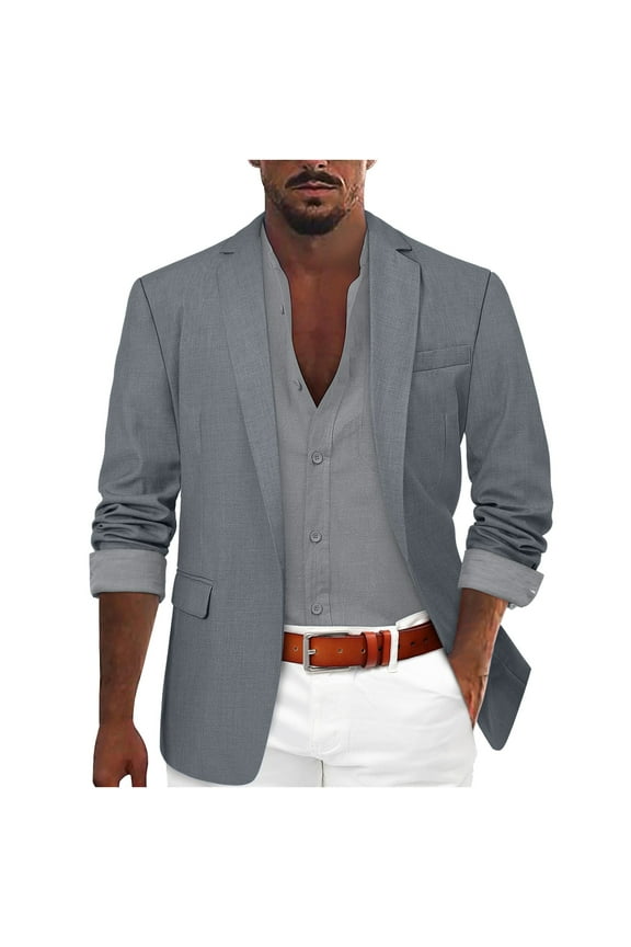 Men's Casual Blazer Suit Jackets 2 Button Lightweight Sport Coats (Gray,M)