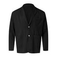 thumbnail image 1 of BOBOGOJP Mens Cotton Linen Blazer Summer Lightweight Thin Casual Sport Coat Solid Two Button Pocket Suit Jacket Big&Tall (Black,XL), 1 of 6