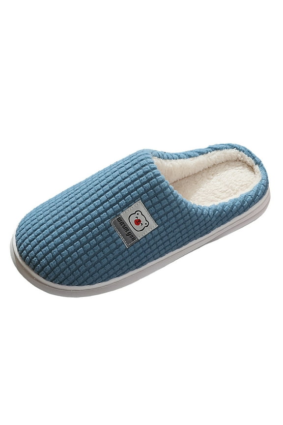 Mens Cozy Memory Foam Scuff Slippers Slip On Warm House Shoes Indoor/Outdoor with Arch Support (Blue,7.5)