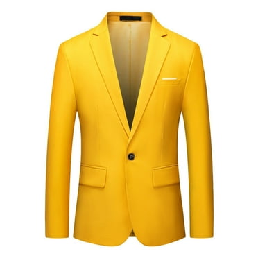 BOBOGOJP Mens Suit Jacket Slim Fit Sport Coats Blazer for Daily Business Wedding Party (Yellow,XL)