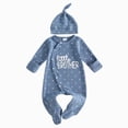 thumbnail image 1 of BOBOGOJP Newborn Baby Boy Fall Outfit Romper Little Brother Lil Bro Long Sleeve Jumpsuit Bodysuit Cute Infant Waffle Clothes Blue for Size 3-6 Months, 1 of 8