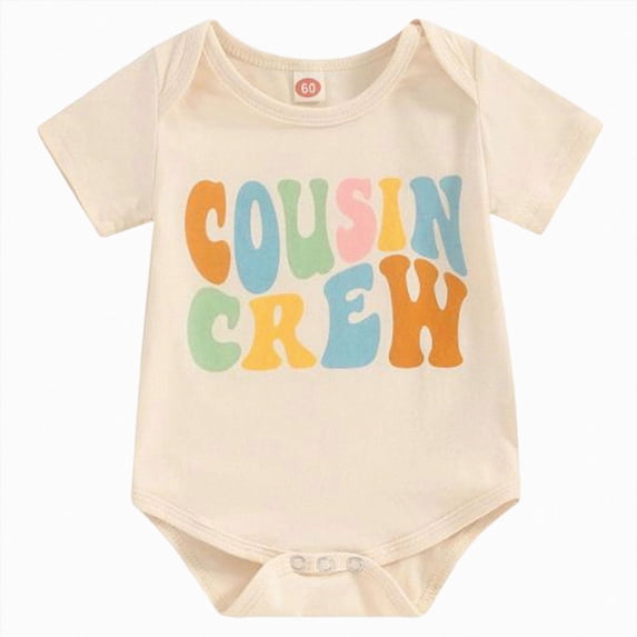 BOBOGOJP Newborn Baby Girl Boy Romper Short Sleeve Cousin Crew Shirt Crewneck Bodysuit Colorful Print Casual Summer Clothes(Yellow, 0-3 Months)