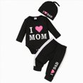 thumbnail image 1 of BOBOGOJP Newborn Baby Girl Clothes I Love Mom and I Love Dad Printed Bodysuit Pants Infant Girls Outfits Set (Black, 6-9 Months), 1 of 5
