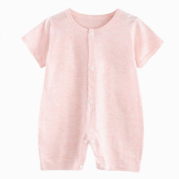 BOBOGOJP Newborn Infant Baby Boy Girl Summer Short Jumpsuit Short Sleeve Bear Print One Piece Romper Bodysuit Outfit Light Pink for Size 18-24 Months
