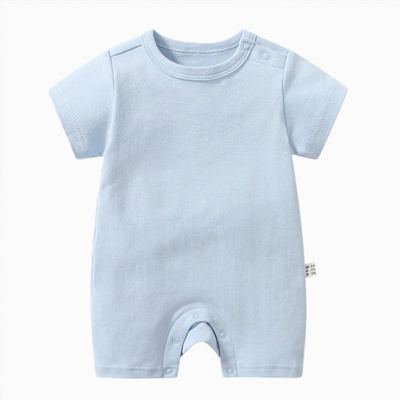 BOBOGOJP Newborn Short Sleeve Romper Solid Jumpsuit 100% Cotton Infant Clothes Baby One-Piece Outfit 0-18 Months Light Blue for Size 18-24 Months