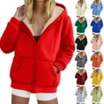 thumbnail image 1 of BOBOGOJP Oversized Zip Up Hoodie for Women Hooded Jackets Full Zipped Sweatshirts Womens Fall Fashion 2025 Fleece Lined Hoodies Green for Size XL, 1 of 5