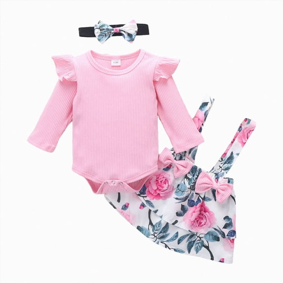 BOBOGOJP Preemie Newborn Baby Girls Outfits set long Sleeve Cotton Pants Sets Infant Fall Winter Clothes (Light Pink, 3-6 Months)