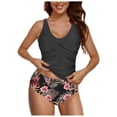 thumbnail image 1 of BOBOGOJP RELELCIGA Women’s Tankini Top V Neck Ruched Tummy Control Bathing Suit Top L for Size Black, 1 of 8