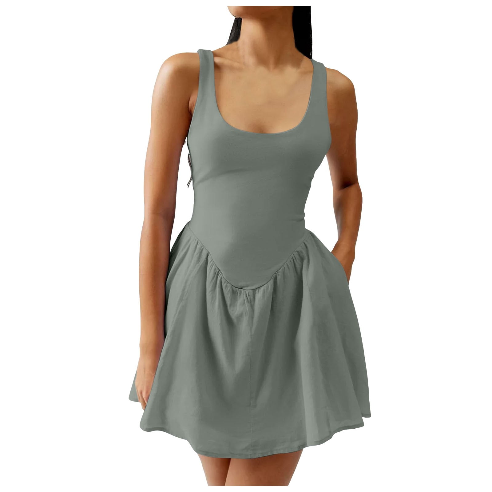 Tianzhihe Short Satin Homecoming Dress For Teens - Spaghetti Strap Prom Dress With Pockets (Dusty Blue, Size 4) - View #11