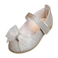 thumbnail image 1 of BOBOGOJP Silver Girl's Bow Mary Jane Dress Shoes Ballet Princess Flats with Rhinestone Strap Gold for 12.5, 1 of 7