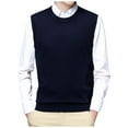 BOBOGOJP Sleeveless Loose Warm Sweater Vest Men Solid Color Crewneck