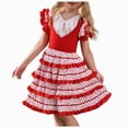 thumbnail image 1 of BOBOGOJP Spanish Flamenco Dress for Girl with Ruffles on The Skirt with Detail of Ruffles and Polka dots on The Skirt White,Size 8-9 Years, 1 of 6