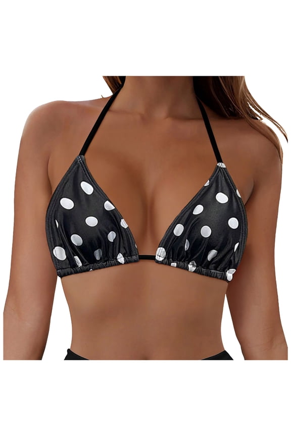 String Bikini Tops for Women Bathing Suit Swim Tops Sexy Triangle Bikini Top Black for Size M
