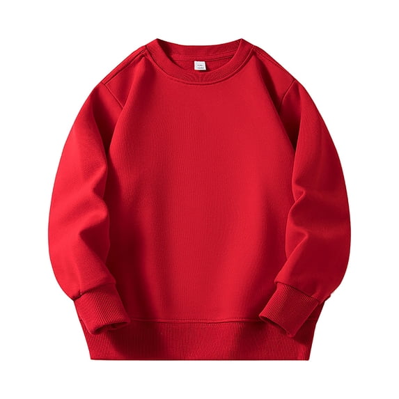 BOBOGOJP Baby Boys Girls Cotton Pullover Sweatshirt Toddler Kids Long Sleeve Crewneck Tops Newborn Infant Warm Clothes Red for Size 2-3 Years
