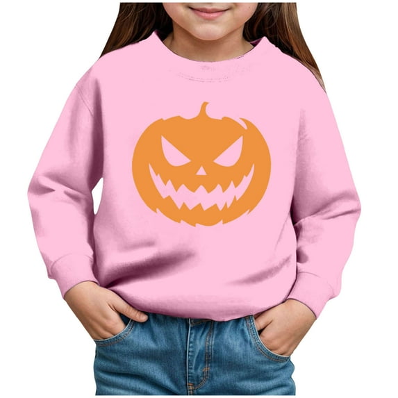 BOBOGOJP Sweatshirts for Teen Girls Long Sleeve Tee Shirts Cute Hallowmas Pinted Fashion Sweatshirt Pullover Top Pink,Size 6-7 Years