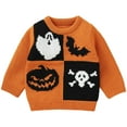 thumbnail image 1 of BOBOGOJP Toddler Baby Boy Girl Sweater Embroidery Knit Pumpkin Sweater Pullover Sweatshirt Halloween Outfits Orange for Size 12-15 Months, 1 of 7