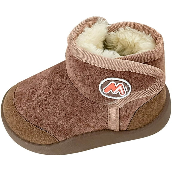 BOBOGOJP Toddler Boots Boys Girls Winter Boots Waterproof Fleece Kids Snow Boots Booties Warm Walking Shoes for Indoor Outdoor Khaki for Size 6