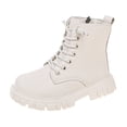thumbnail image 1 of BOBOGOJP Toddler Boots Girl Side Zipper Lace Up Dress Combat Boots for Toddler/Little Kid/Big Kid White for Size 9, 1 of 8