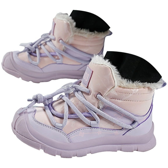 BOBOGOJP Toddler Boots Girls Boys Warm Winter Boots Cozy Plush Lining Winter Shoes Indoor Outdoor Booties Purple for Size 4