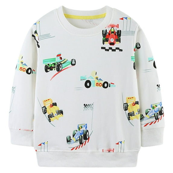 BOBOGOJP Toddler Boy Black Sweatshirts Halloween Skeleton Truck Graphic Glow in the Dark Crewneck Long Sleeve Pullover Cotton Top Sweater Shirts White for Size 7-8 Years